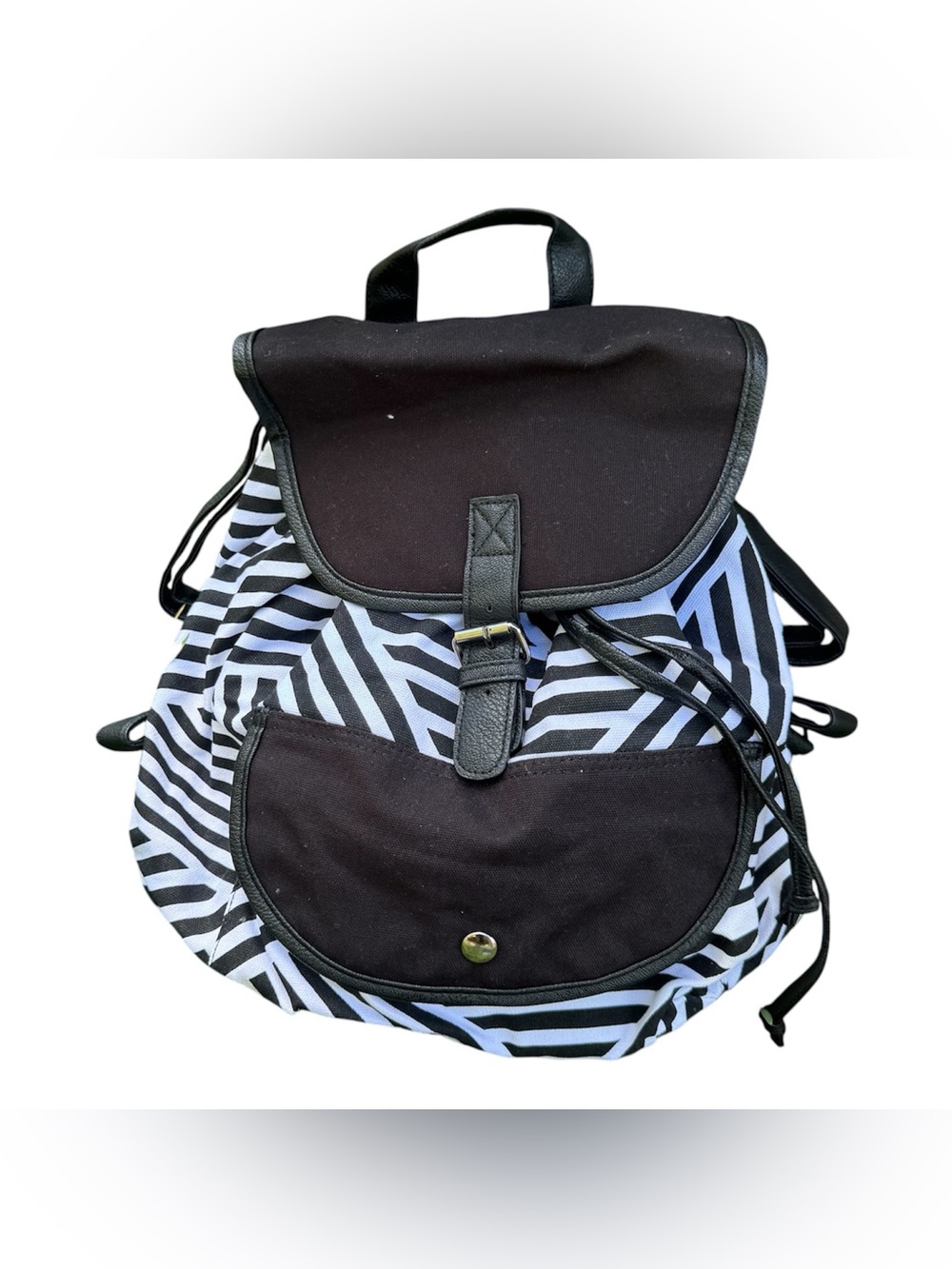 Brooklyn Bound NEW White Black Slouchy Buckle Casual Emo Boho Y2K Backpack